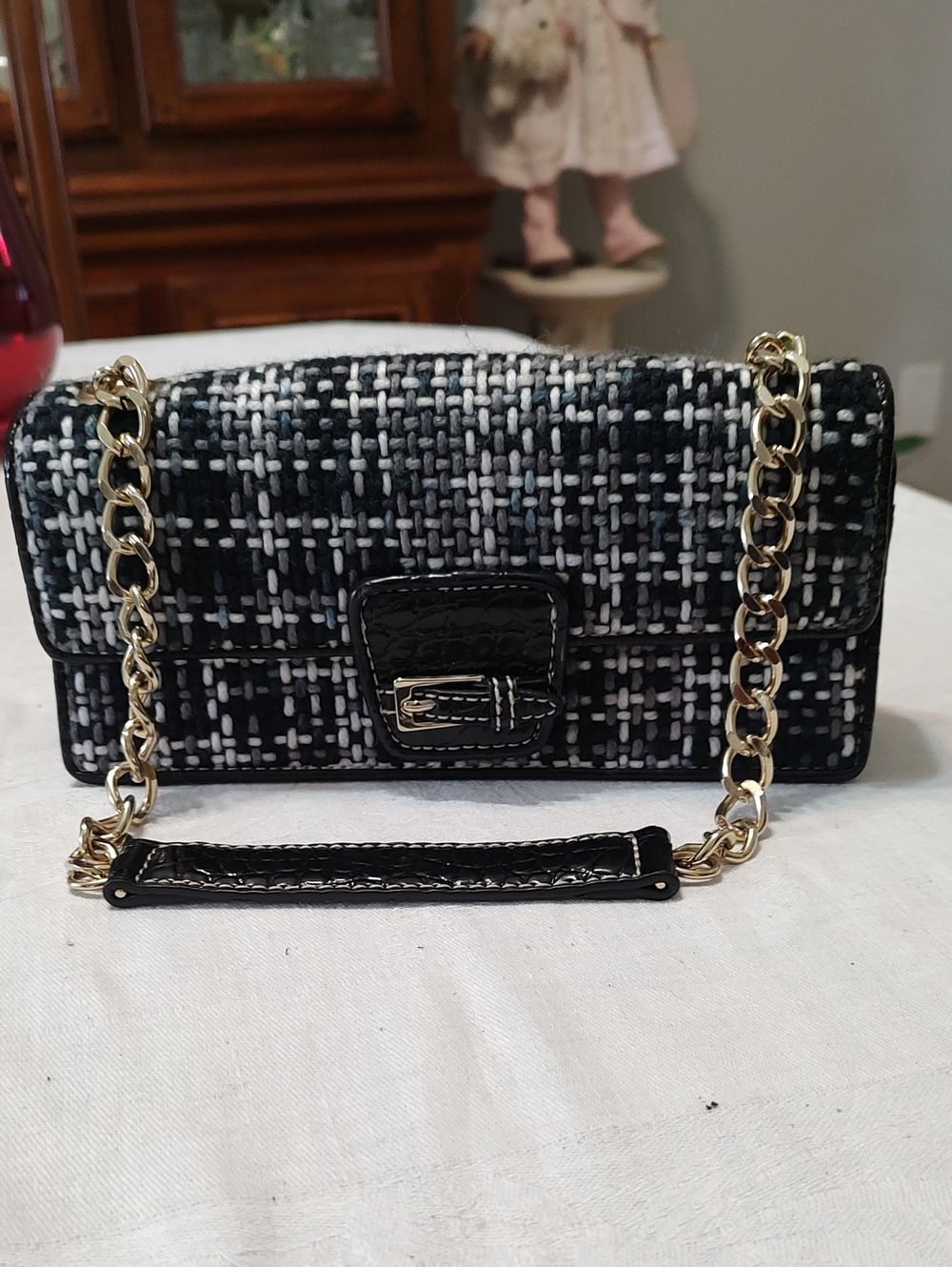 Liz Clairborne Black & White Tweed Purse